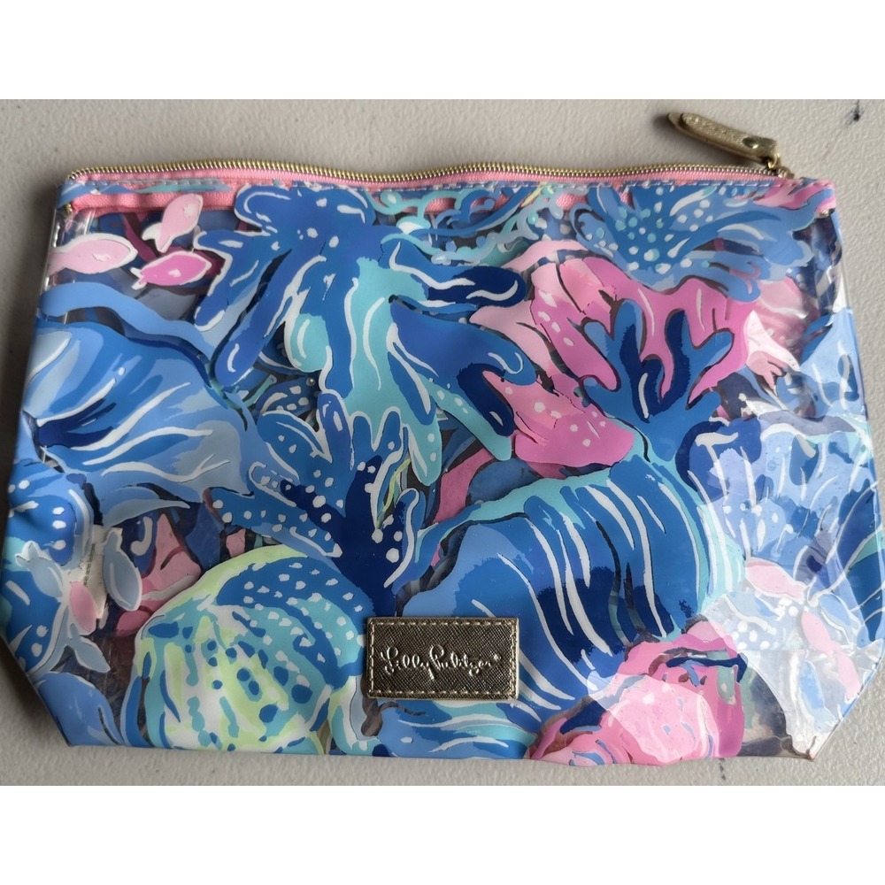 Lilly Pulitzer‎ GWP Cosmetic Makeup Pouch Saltwater Shell Seek Tropical